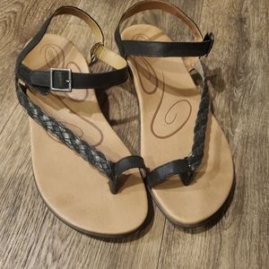 Aetrex Evie Black braided sandals Sz 10/41